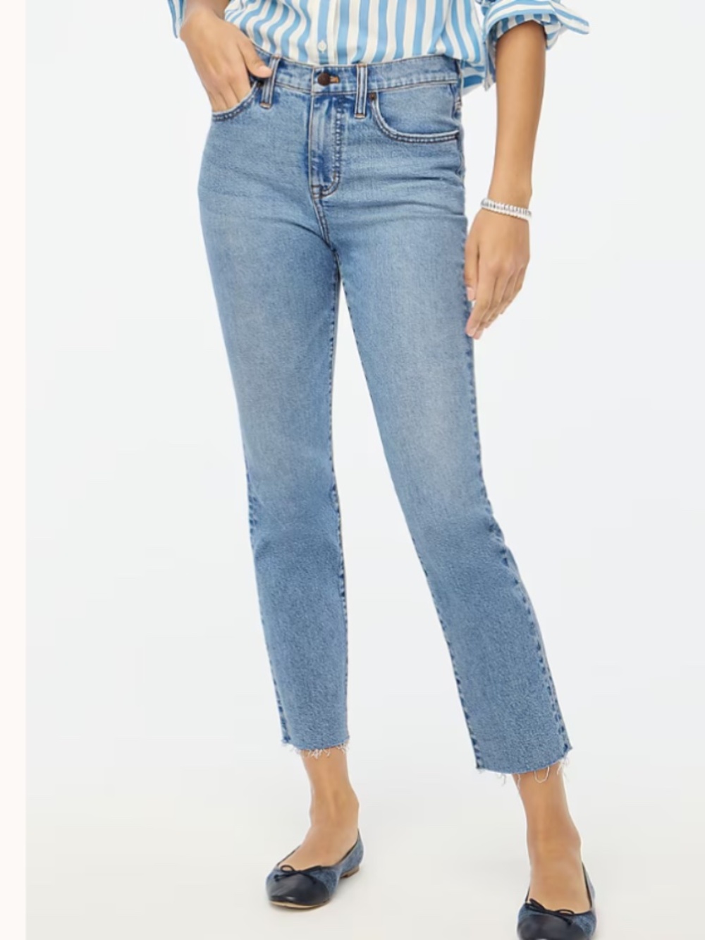 J Crew essential straight jean in all-day stretch raw hem NWT